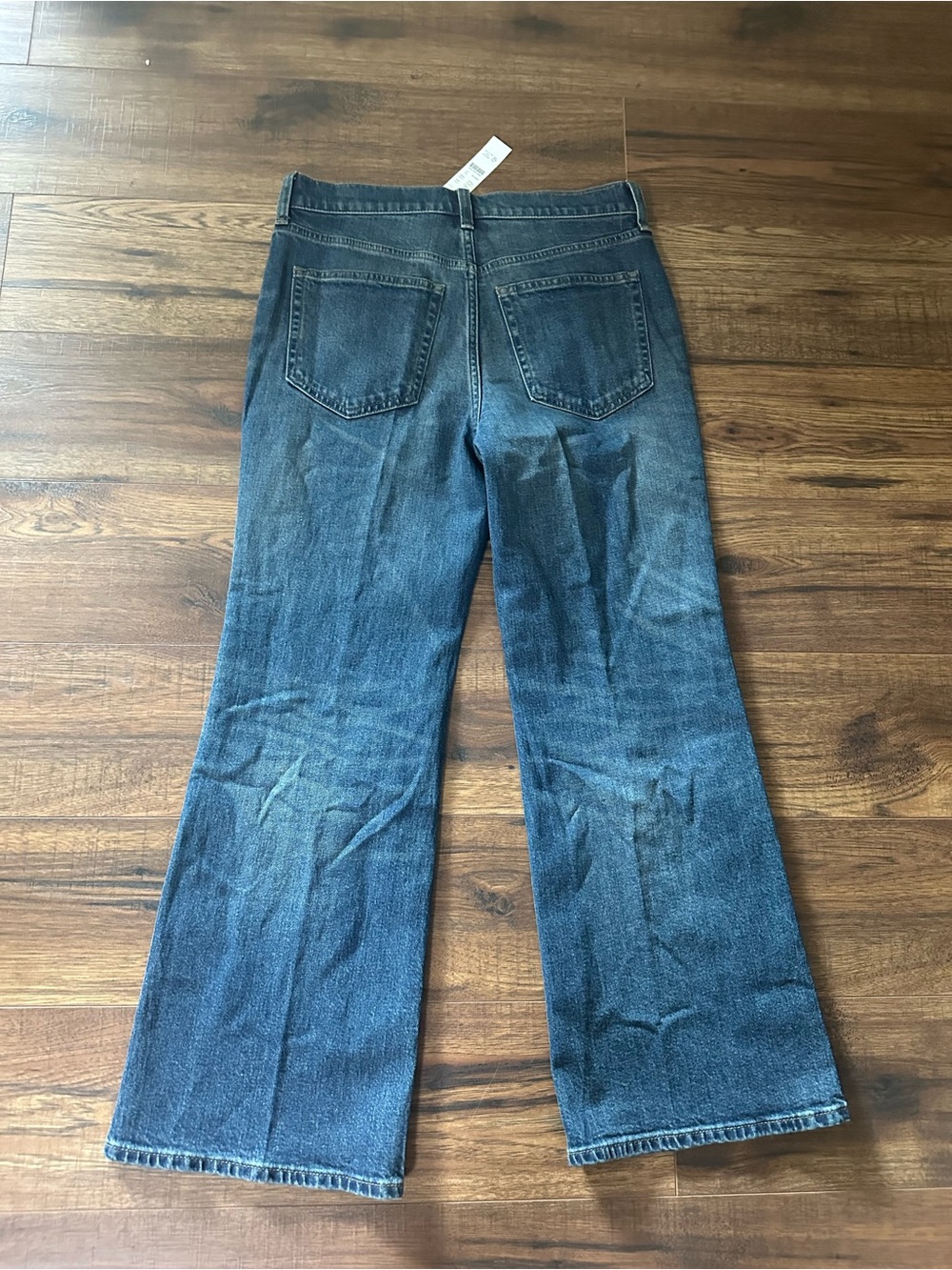 J. Crew Semi Stretch High-Rise Cropped Kick Out Flare Jeans in Dark Blue Wash - Picture 4 of 5